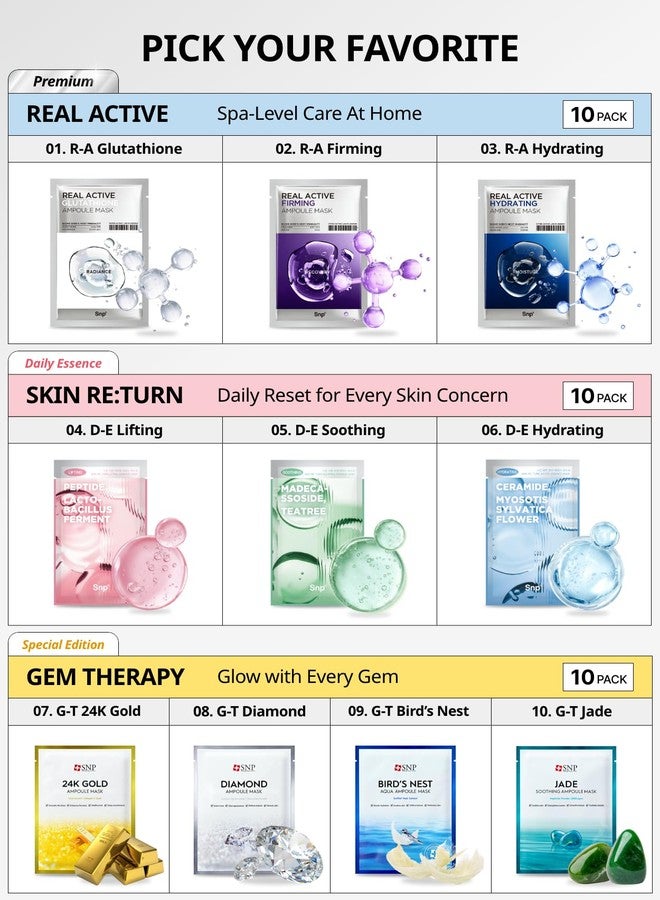 SNP 100% Diamond + 1000mg Hyaluronic Acid Sheet Mask | Tightening, Hydrating, and Nourishing with Real Diamonds for All Oily Skin Types | Korean Face Mask Skincare | Facial Moisturizing | 10 Sheets - Image 2